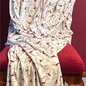Cozy White Super Soft Pajama set with Red Bird Pattern